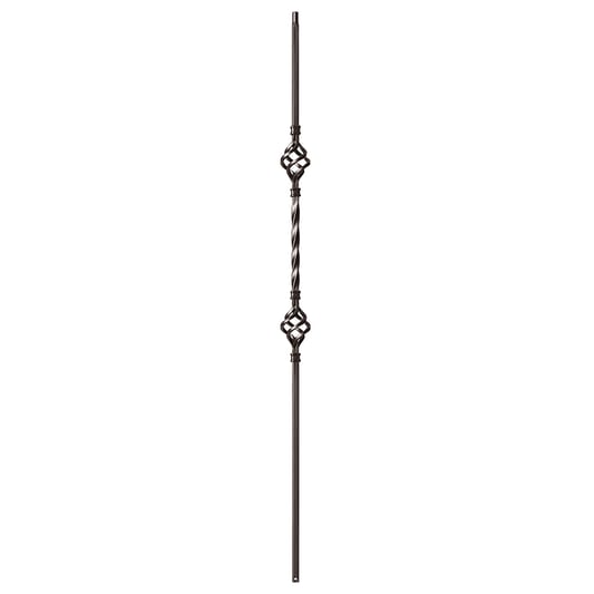 Twist Series 1/2" Square x 44"H Double Basket,Single Twist Hollow Iron Baluster